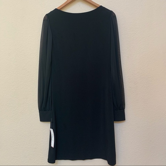 Eliza J | Dresses | Eliza J Missy Black Jewel Neck Sheer Sleeves Dress | Poshmark